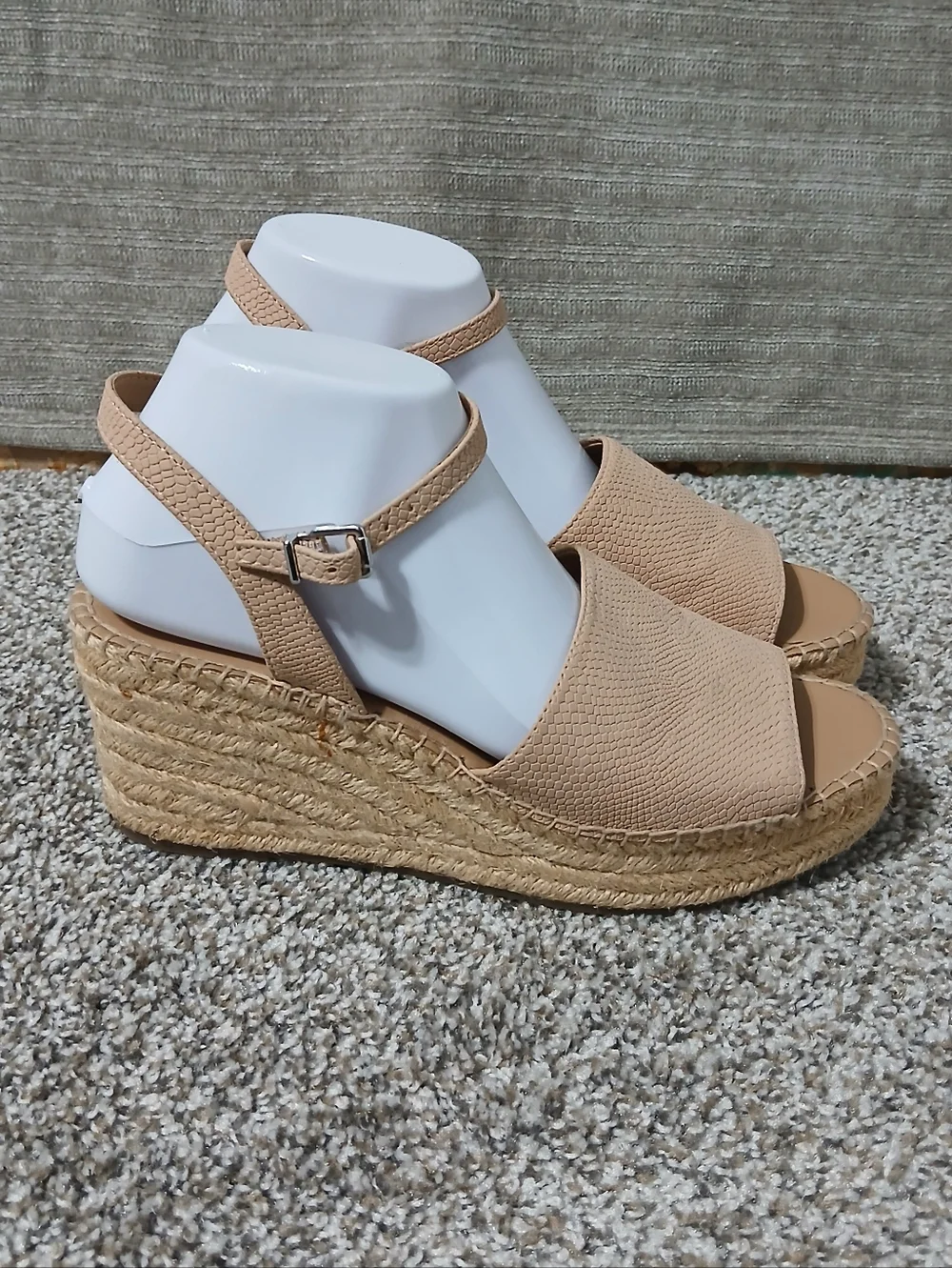 Franco Sarto Neutral Beige Espadrille Wedge Sandals